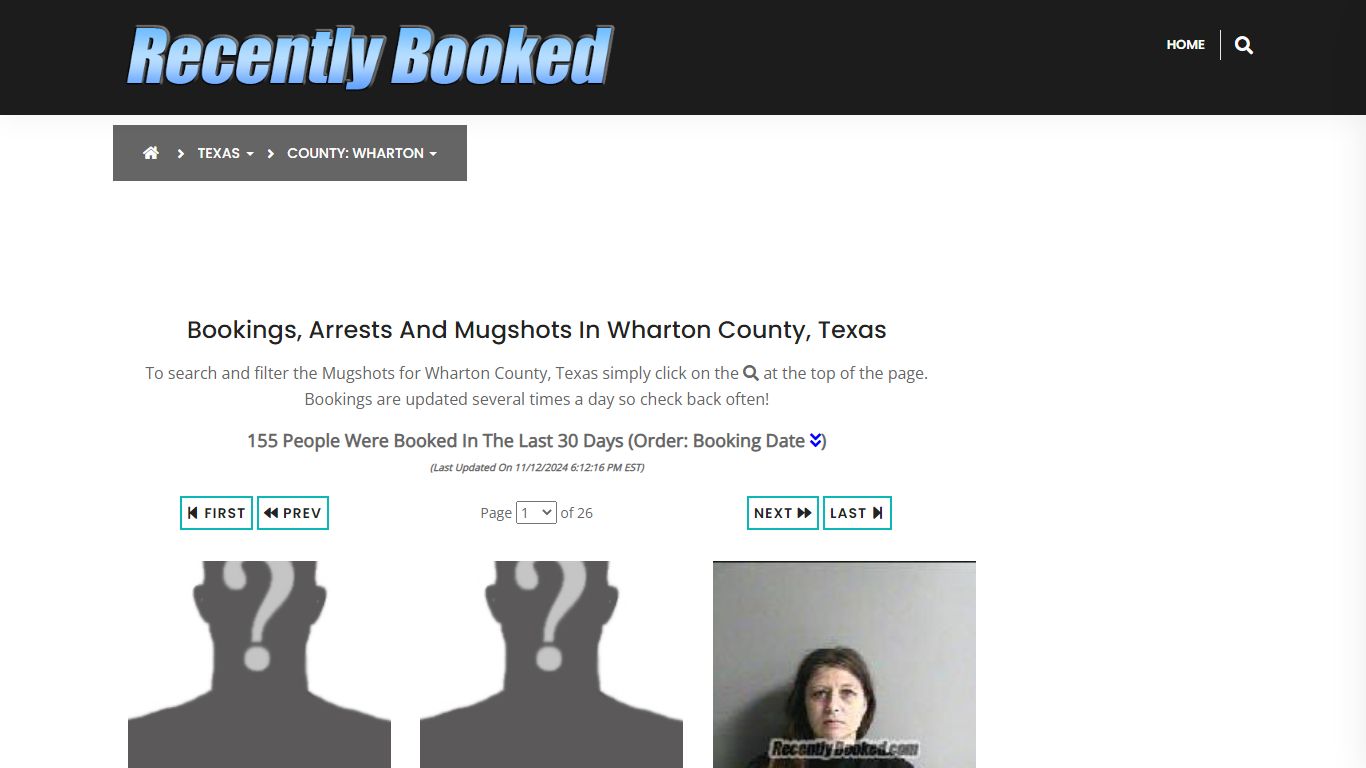 Bookings, Arrests and Mugshots in Wharton County, Texas - Recently Booked