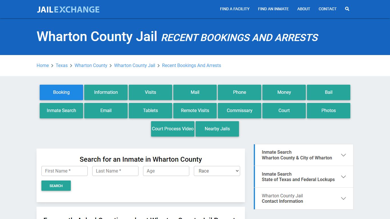 Wharton County Jail Recent Bookings And Arrests - Jail Exchange